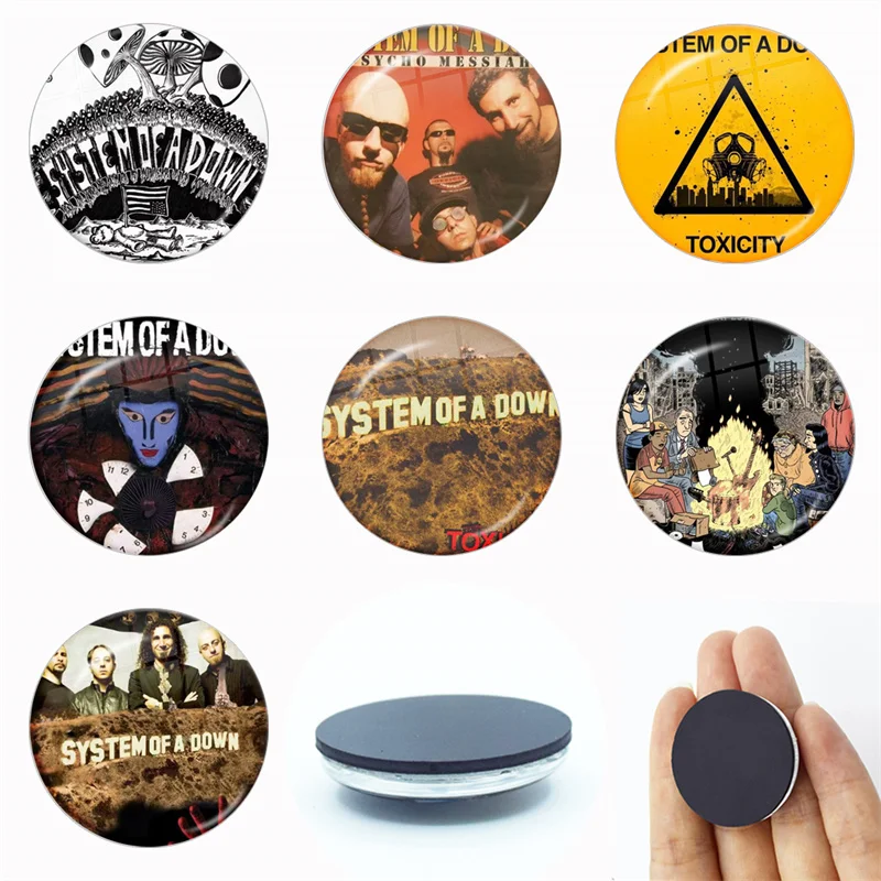 Retro Heavy Metal Band Rock Band Album Cover 30MM Glass Refrigerator Magnet Glass Crystal Magnet Home Decoration