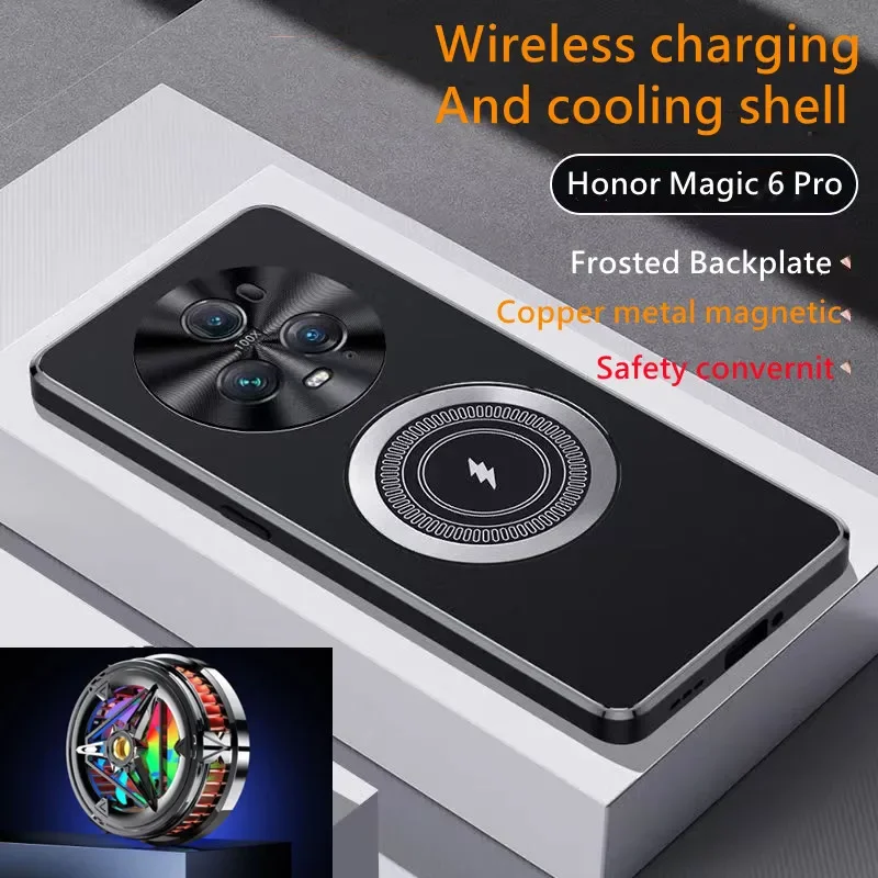 

Magnetic Cooling Phone Case For Honor Magic 6 5 4 Pro Shockproof Magsafe Copper Heat Dissipation Aluminum Metal Back Coque Cover