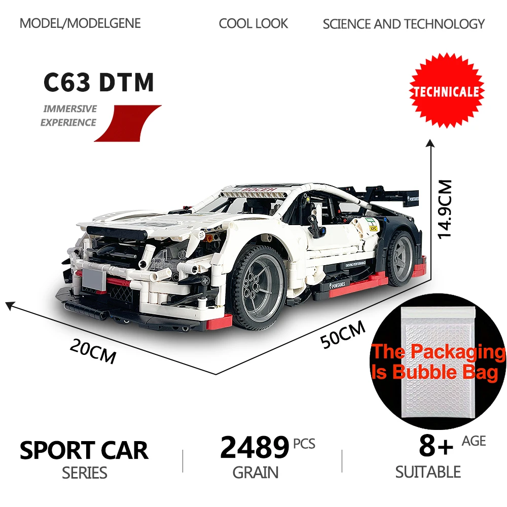 Famous Car Building Blocks Model Bricks 1:10 Big Size Car C63 DTM M-6687 Constructor Set Technical Plastic Toys For Kids Gifts