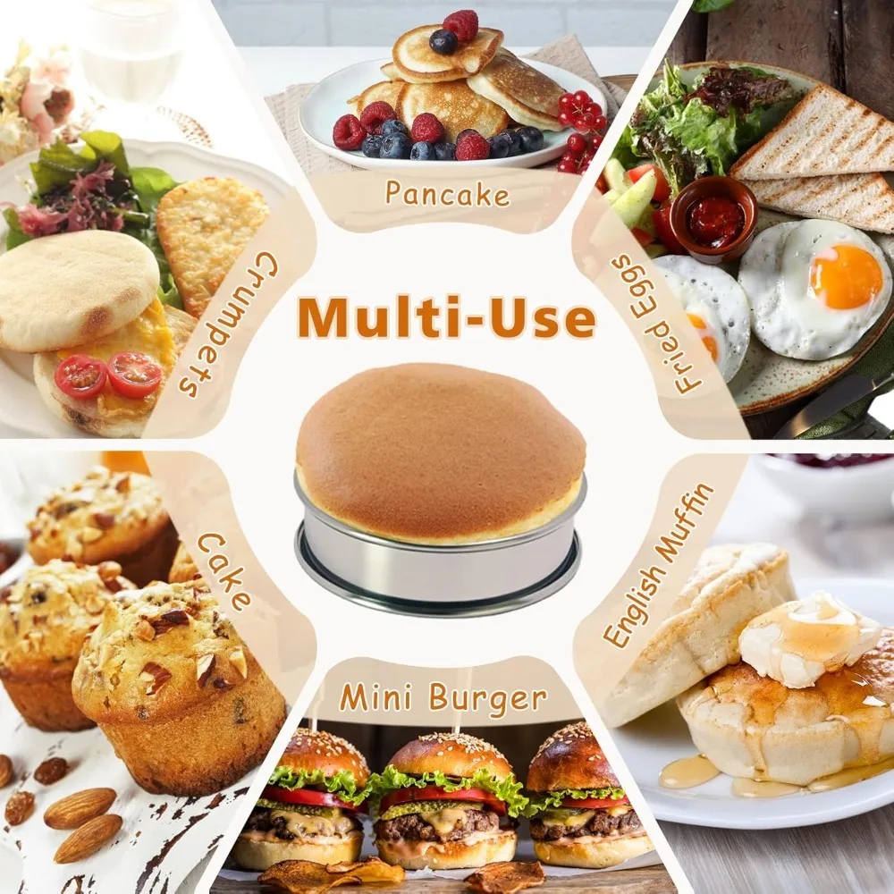 12 قطعة من حلقات المافن المزدوجة المدرفلة من الفولاذ المقاوم للصدأ حلقات المافن المستديرة قوالب معدنية لصنع كرمبيت الكعك #6