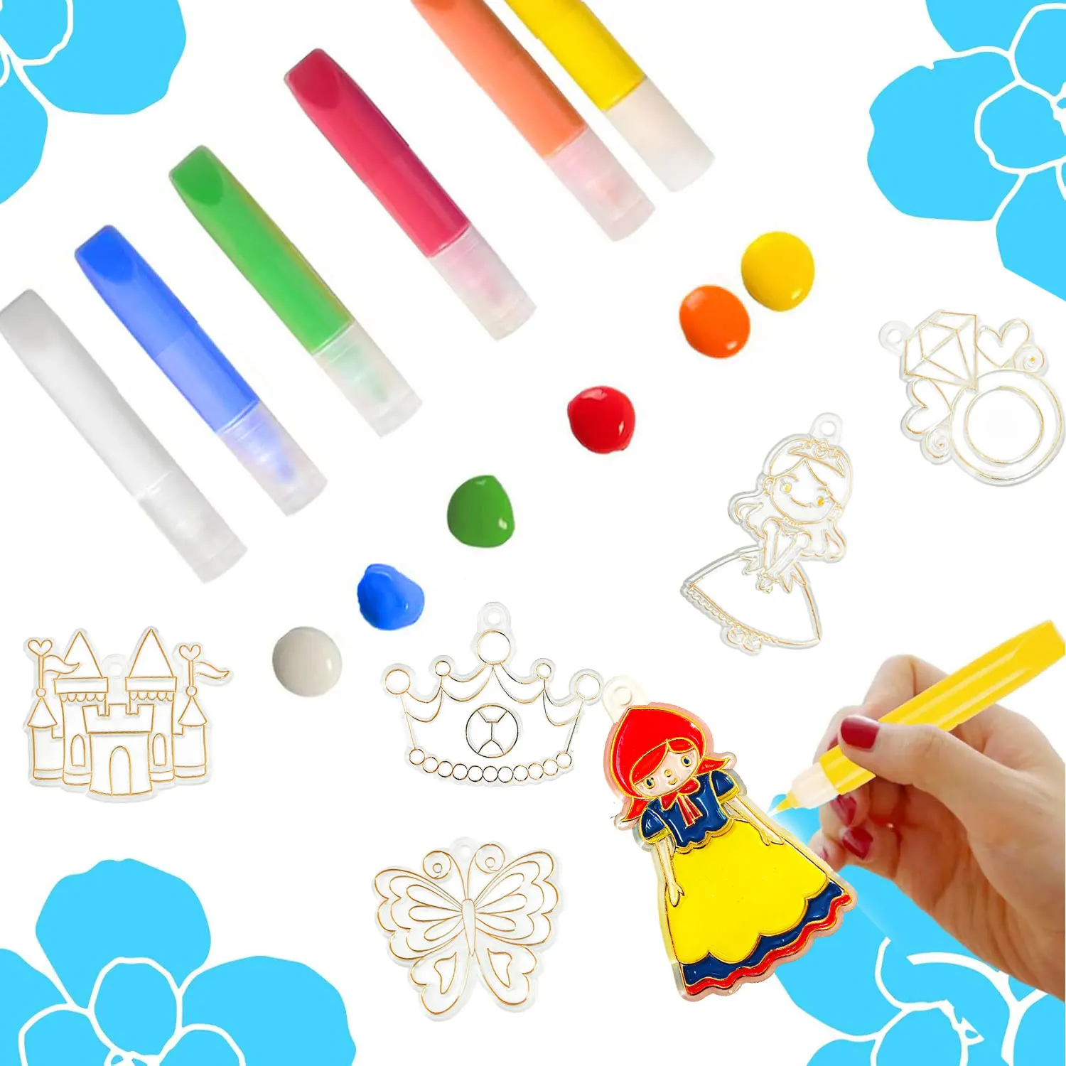 Create Your Own Window Art Suncatcher Keychains Craft DIY  Paint Unicorn Princess Astronaut Sun Catchers Children Kids Gifts Act - view 2