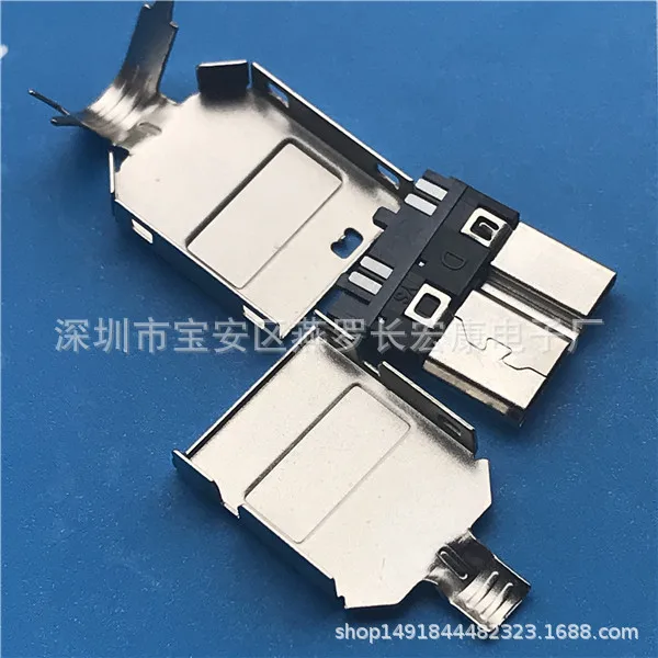 For MICRO 3.0 10p male, double-sided soldering wire, all-through slot, with housing, three-piece 3.0 male