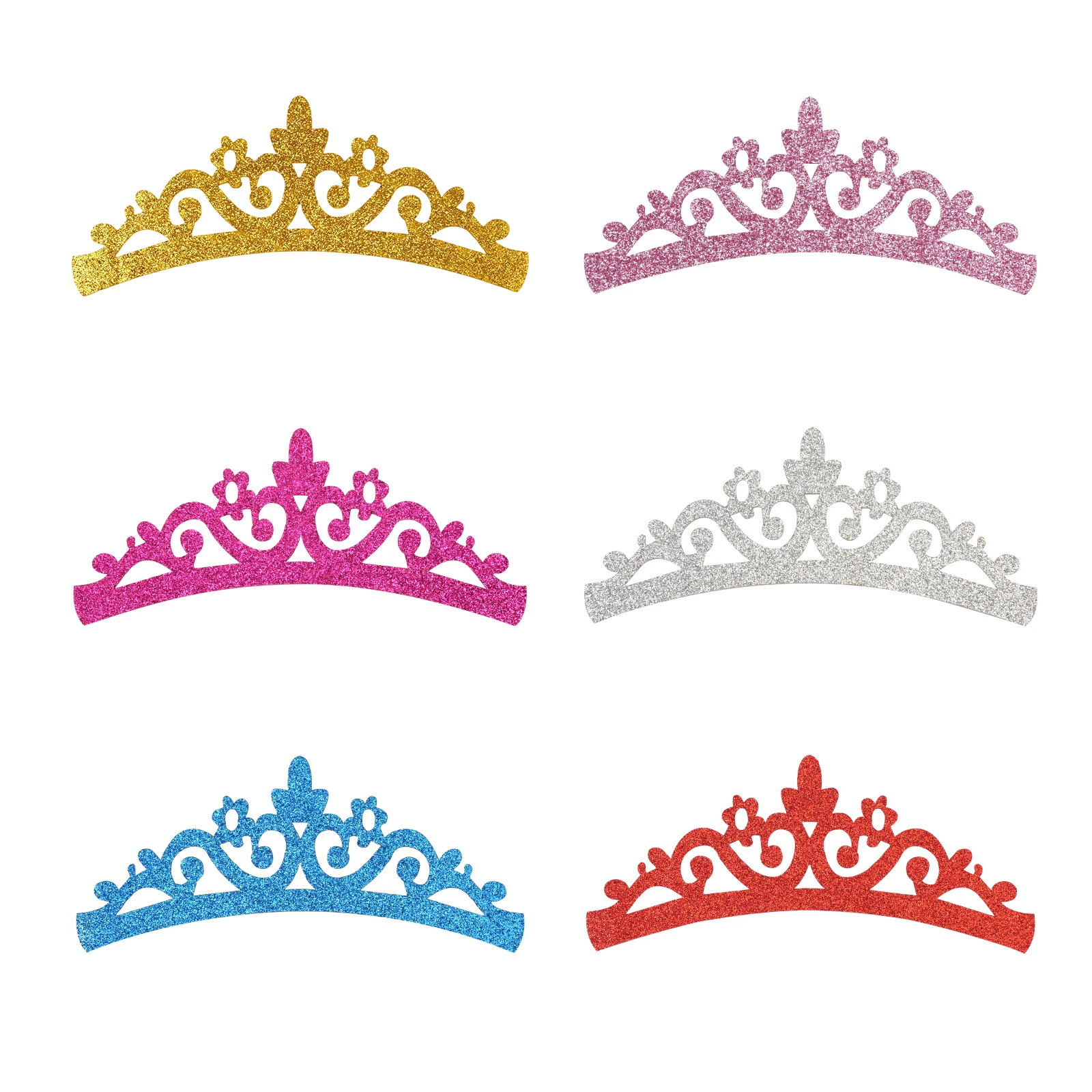 10 Stück 7 Zoll Modische Glitzer-Vliesstoff-Kronen-Applikationen für Haaraccessoires Neugeborenen Vintage Kronen-Aufnäher für Kinder-Kopfbedeckungen