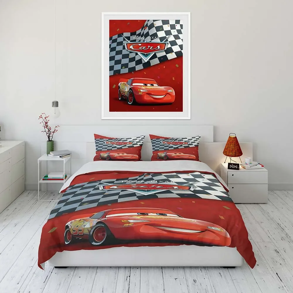 Disney Cars Lightning Mcqueen Cartoon Duvet Cover Bedding Set Anime Comforter Cover for Bedroom Decoration Bedding Set Luxury