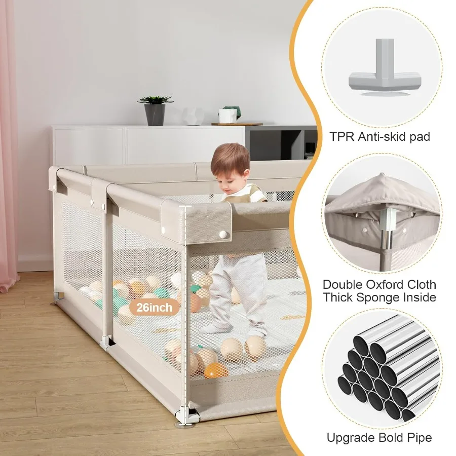 Box per bambini da 71,59 pollici con matPlaypen per neonati e bambini piccoli Penna da gioco grande per penna da gioco per neonati e bambini piccoli