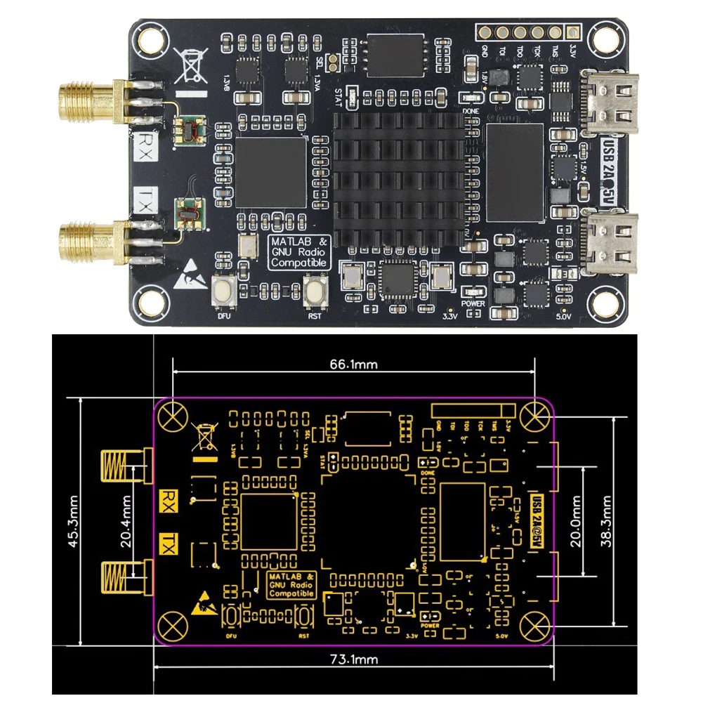 Programmable Radio Development Board 7010 with AD9363 RF Frontend for 10MHz-6GHz Signal Generation and Analysis