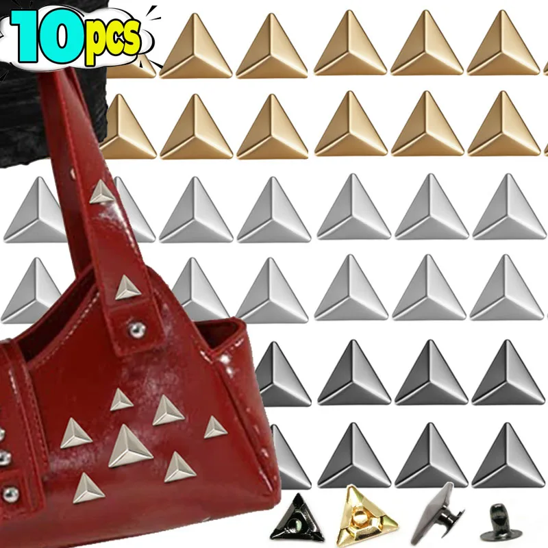 

10 шт., металлические треугольные заклепки в форме панка, конусные шпильки для одежды «сделай сам», сумки, обувь, кожаные украшения для рукоделия, аксессуары