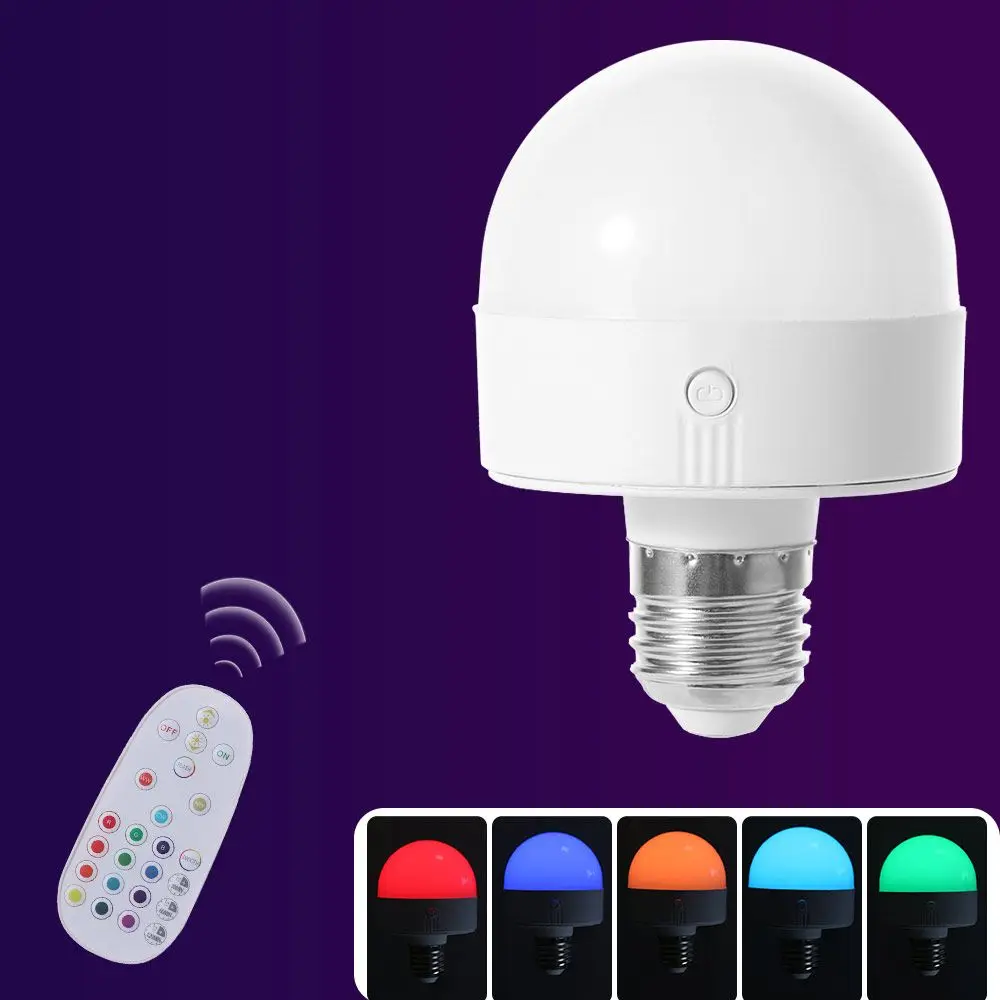 Removable Base Rechargeable LED Bulb USB Rechargeable Timer Function RGB Light Bulb Magnetic Base Adjustable Lighting Modes