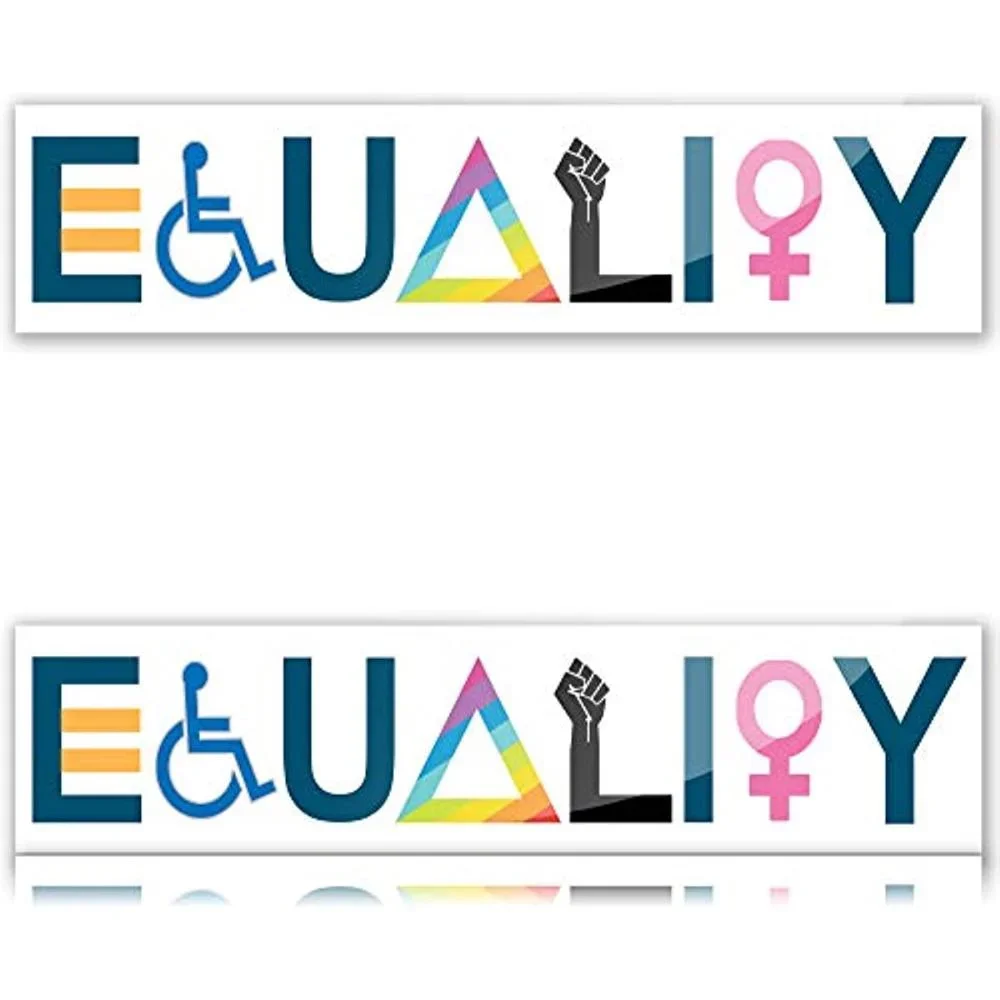 

For Equality Pride Vinyl Bumper Stickers for Cars (2 Pack) Equal Rights and Love Waterproof Decals 8"