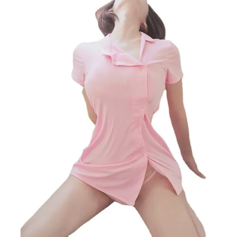 Diversão pequeno peito enfermeira uniforme tamanho grande rpg sexy sedutor blusas apaixonadas charme fino lado dividido erótico fino