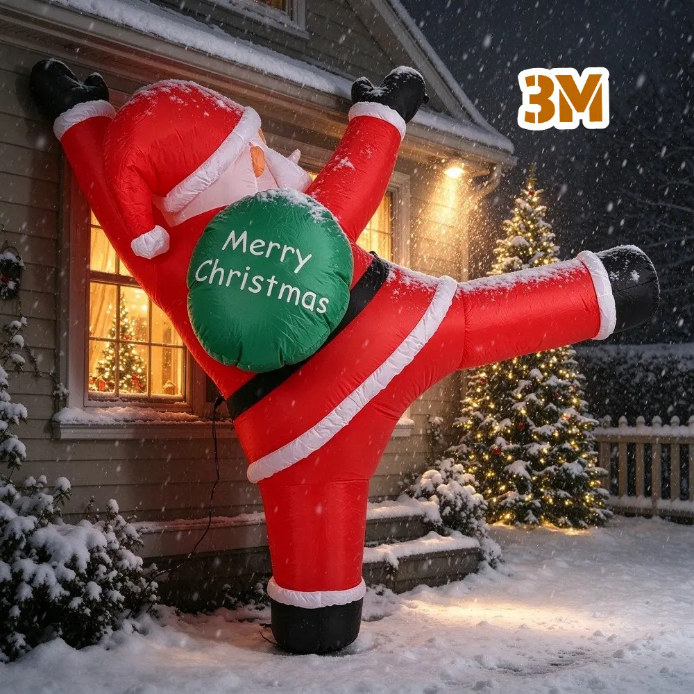 Giant 3M Inflatable Climbing Santa Claus With Built LED Lights Indoor And Outdoor Windows Roof Garden Shopping Mall Decoration