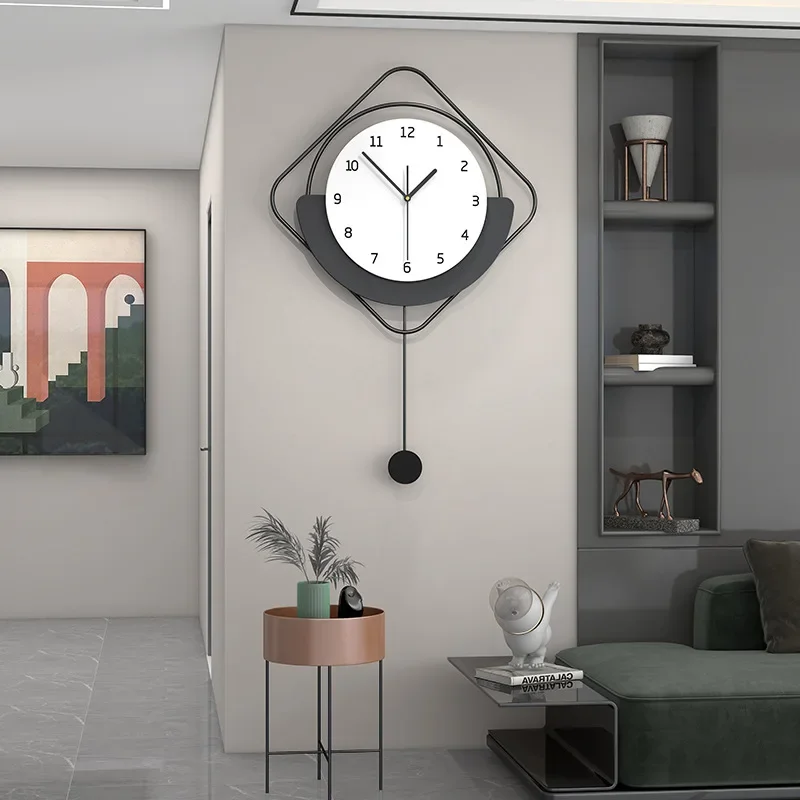 Modern Wall Clock Geometric Pendulum Clocks Metal Silent Swing Wall Watch Minimalist Creative Home Decor Clocks For Living Room