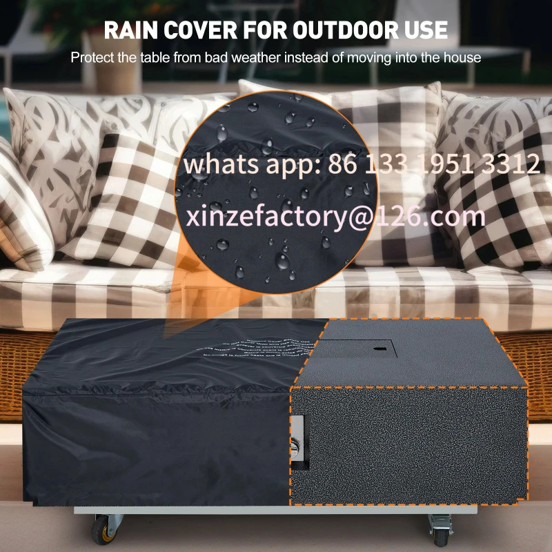 

Customizable Outdoor Rectangle Propane Gas Fire Pit Table, 50000 BTU Modern Firepit with 16 inch Tank Cover Side Table