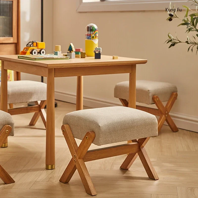 

Modern Rubber Wood Hallway for Room Small Soft Stool for Changing Shoes Personalized Household Footrest for Living Room