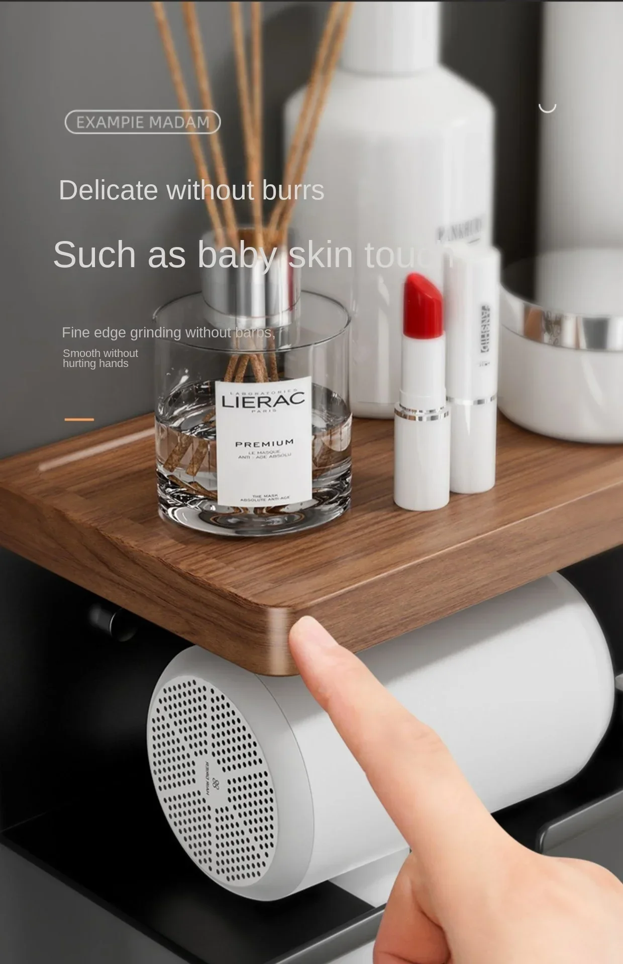 حامل مجفف شعر خشبي، حامل مجفف شعر، منظم تصفيف أدوات الشعر للحمام، حامل مجفف الشعر للحمام، حامل منفاخ