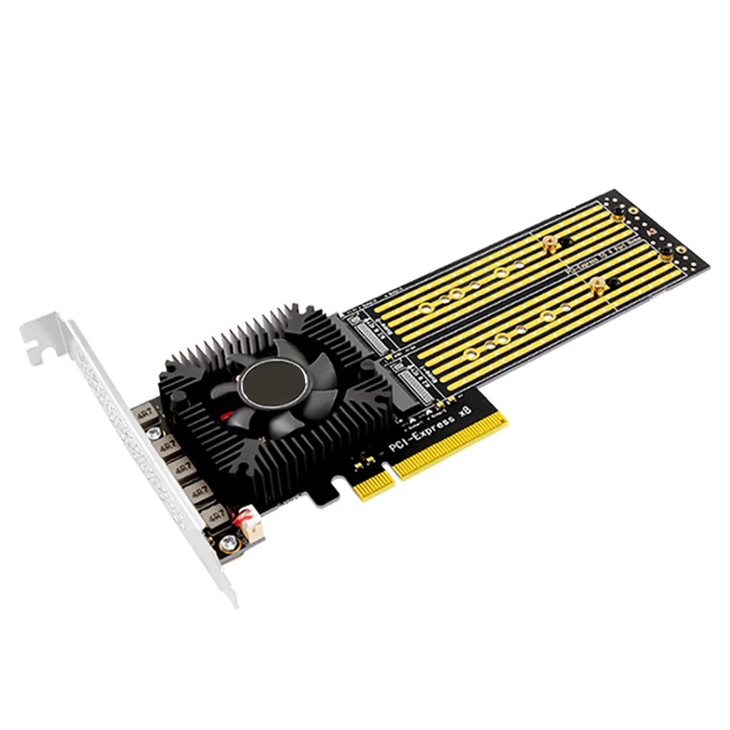 

Quad Slot M.2 for NVMe PCIe 3.0 X8 Adapter Card with Split Function Add on Card M.2 PCI Express X16 Adapter Expansion Card