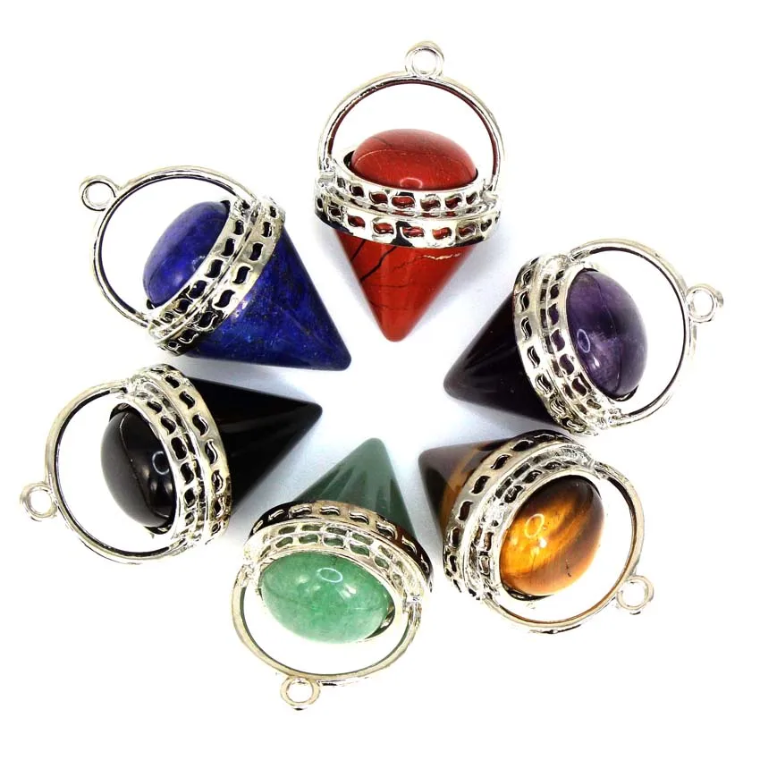 

Crystal Pendulum Pendant for Dowsing Divination Natural Healing Quartz Alien Spaceship Reiki Stone Pendant Balancing Spiritual