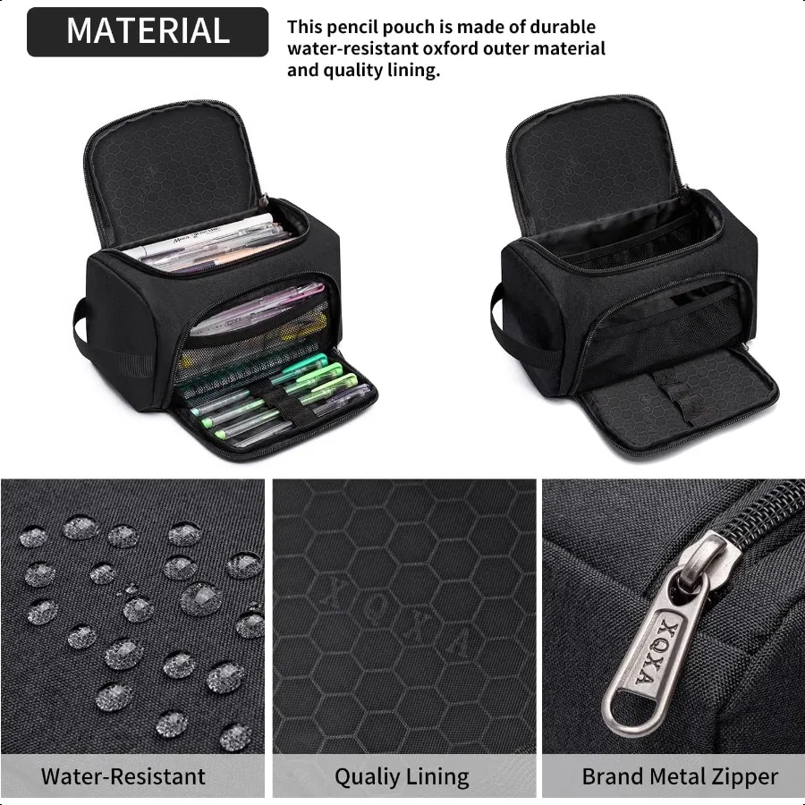 XQXA Large Capacity Pencil Case Organizer Multifunctional Extra Big Pencil Pouch with Compartmens Travel Simple Stationery Pen