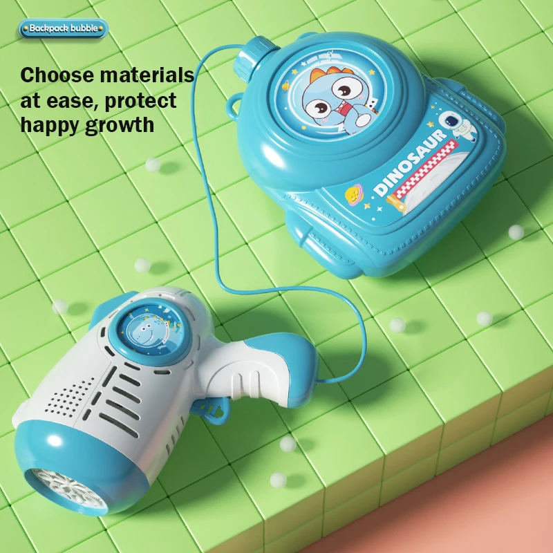 Pistola de burbujas eléctrica para niños, soplador automático intermitente con luz espacial, máquina para hacer burbujas de jabón, mochila grande,