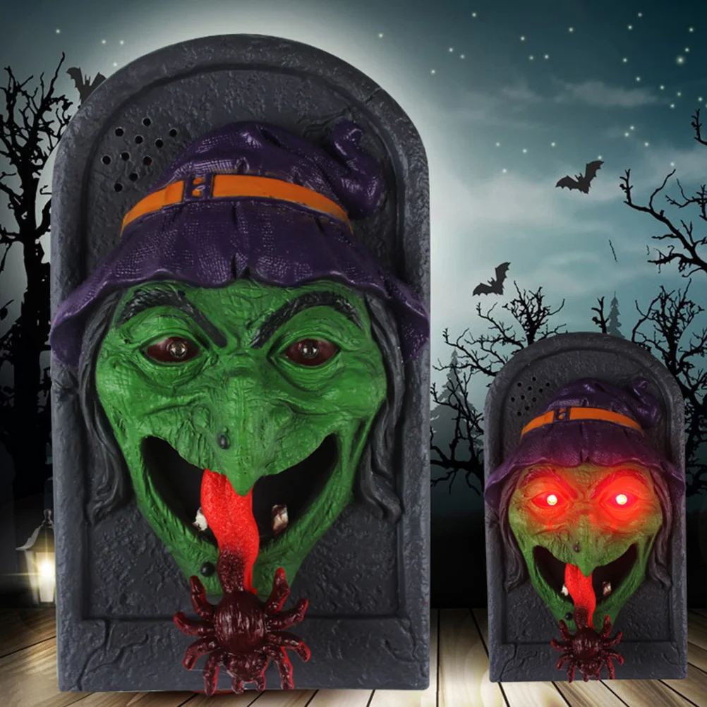 

1 шт., дверной звонок на Хэллоуин, страшный череп, ведьма, светящиеся огни, жуткий звуковой эффект для дома с привидениями, вечерние забавные дверные звонки на Хэллоуин