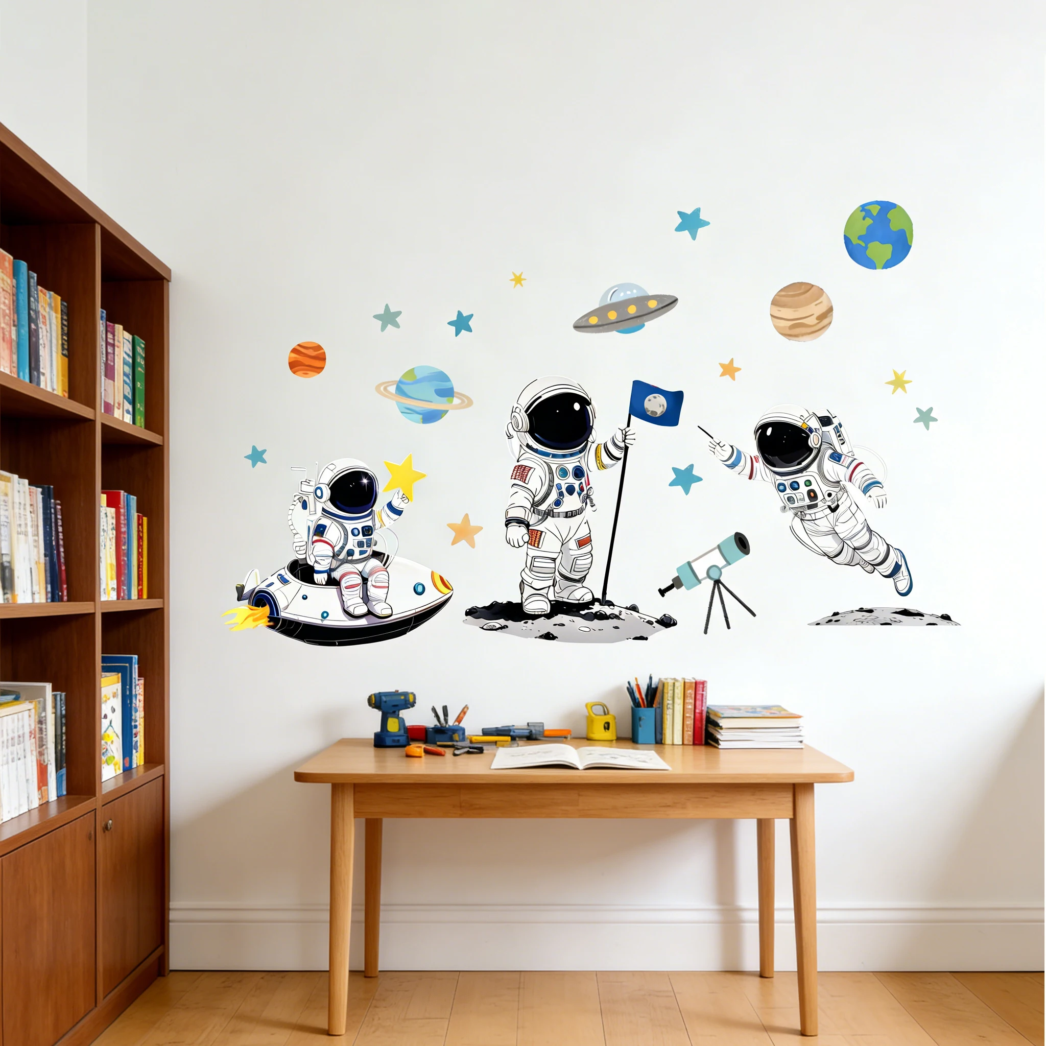 Pvc Panel Background - Stiker Dinding Planet Luar Angkasa Bergaya