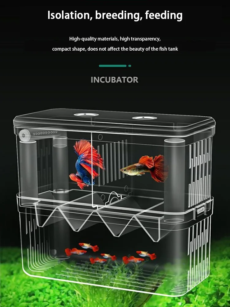 Guppy-Zuchtbox Acryl-Aquarium Isolationstank Großer Laich-Inkubator Jungfisch-Brutkasten Sicherer Schutzbehälter für Fischzucht