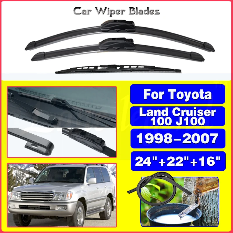 

Car Wiper Front Rear Wiper Blades Set For Toyota Land Cruiser 100 J100 1998 - 2007 Windshield Windscreen Window 24"+22"+16"