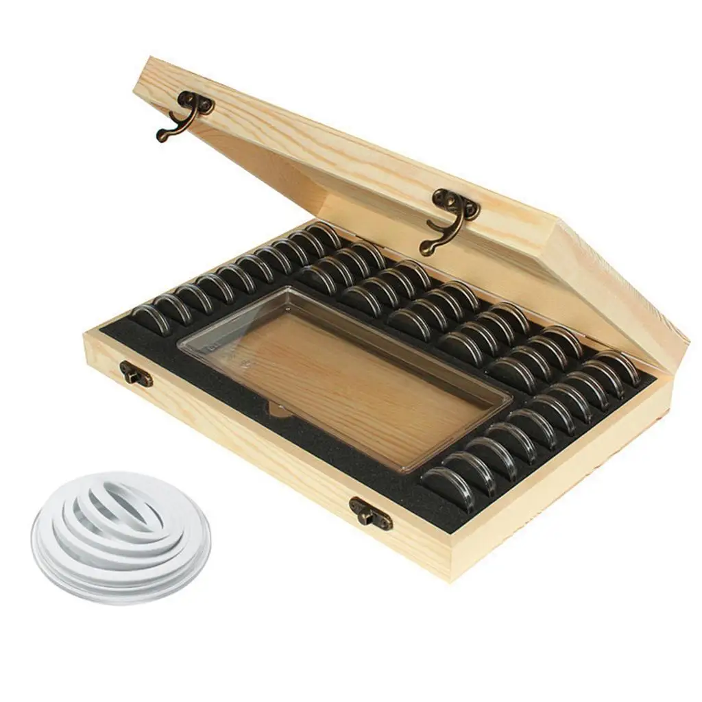 Coin Storage Case Wooden Material Collectible Box Organizer for Garage Note and Card Holder