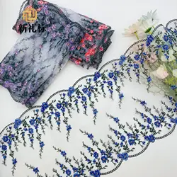 5 Yards 23cm wide Red Sapphire Purple Embroidery Lace Trimmings Dress Accessories Lace Fabric Sewing Crafts Doll Material