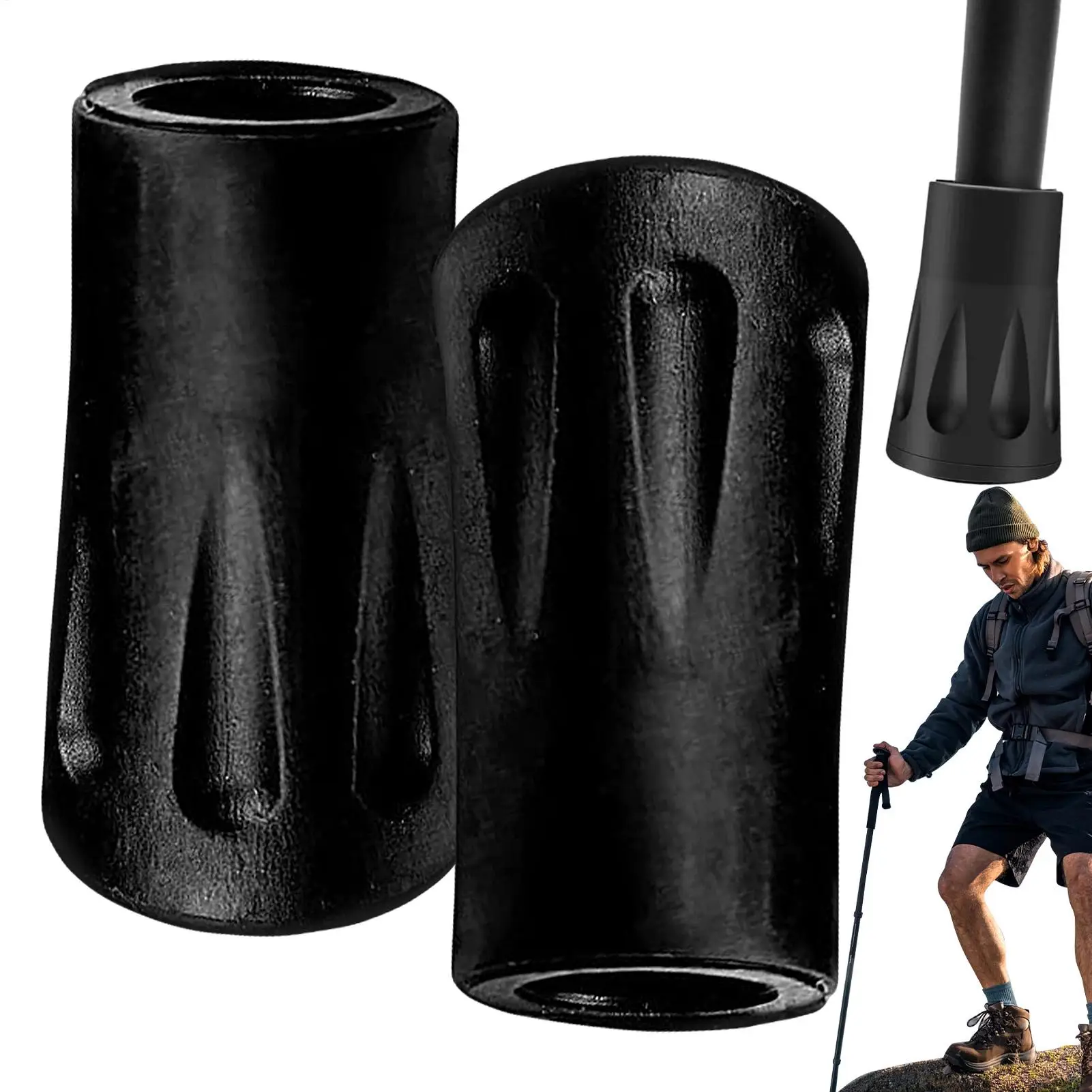 2PCS Outdoor Hiking Poles Tip Covers Anti-Slip Hiking Pole Protective Covers Walking Stick Accessories for Travel Camping