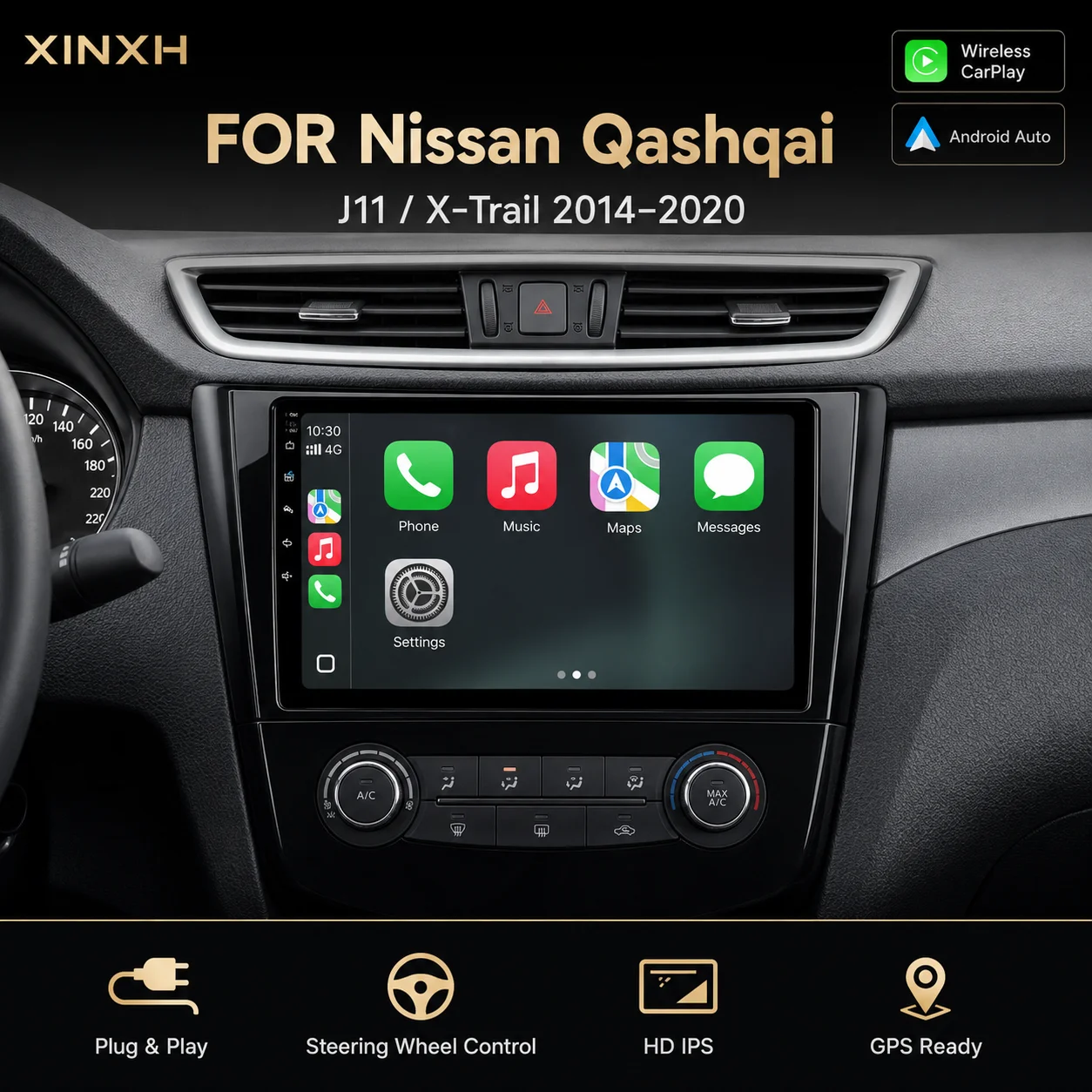 XINXH Android GPS for Nissan Qashqai J11 X-Trail T32 Rogue 2014–2018 with OEM 7