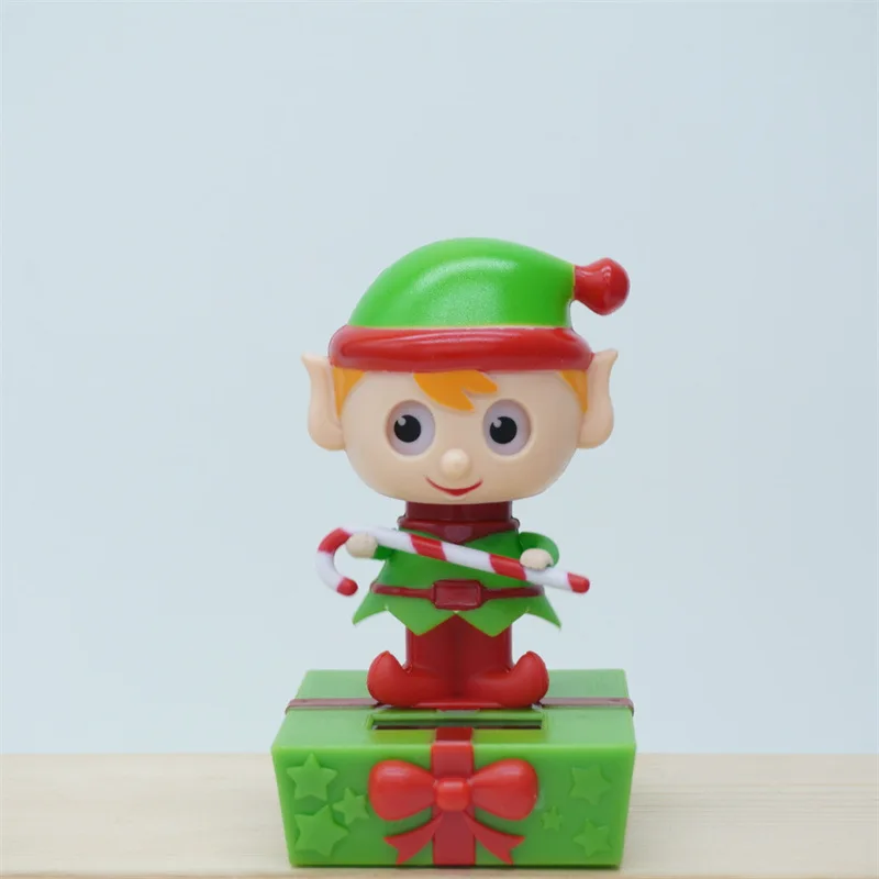 New Cartoon Cute Christmas Snowman Elk Elf Doll Solar Toys Funny Solar Shaking Head Dancing Car Ornament Christmas Birthday Gift