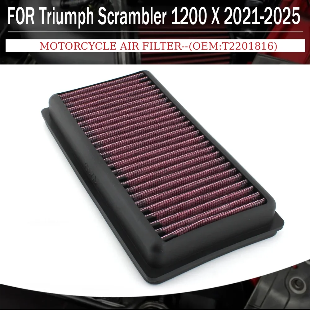 

Hich-Flow Air Filter for Triumph Scrambler 1200 X 1200 2021-2025 1200 XC XE 1200XC 1200XE 2019-2025 OEM #T2201816