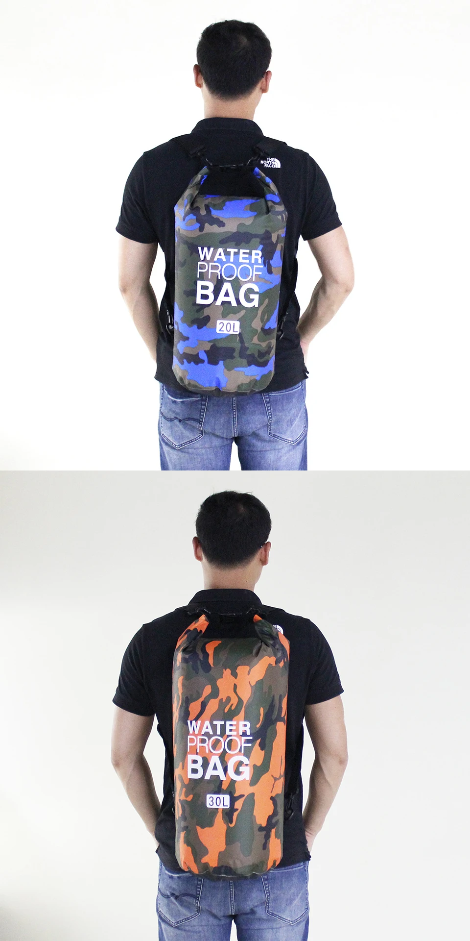 2/5/10/15/30L Outdoor Camouflage Wasserdichte Trockentaschen Tragbare Rafting Tauchen Trockentasche Sack PVC Schwimmtaschen für Flusstrekking – Detail 34