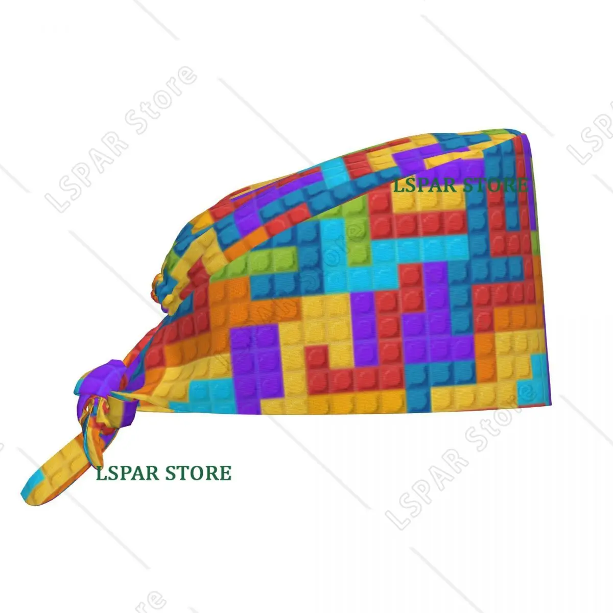 Custom Colorful Building Plastic Brick Toy Blocks Patterns Breathable Nursing Work Cap Unisex Nursing Hair Hats Work Scrubs Hat