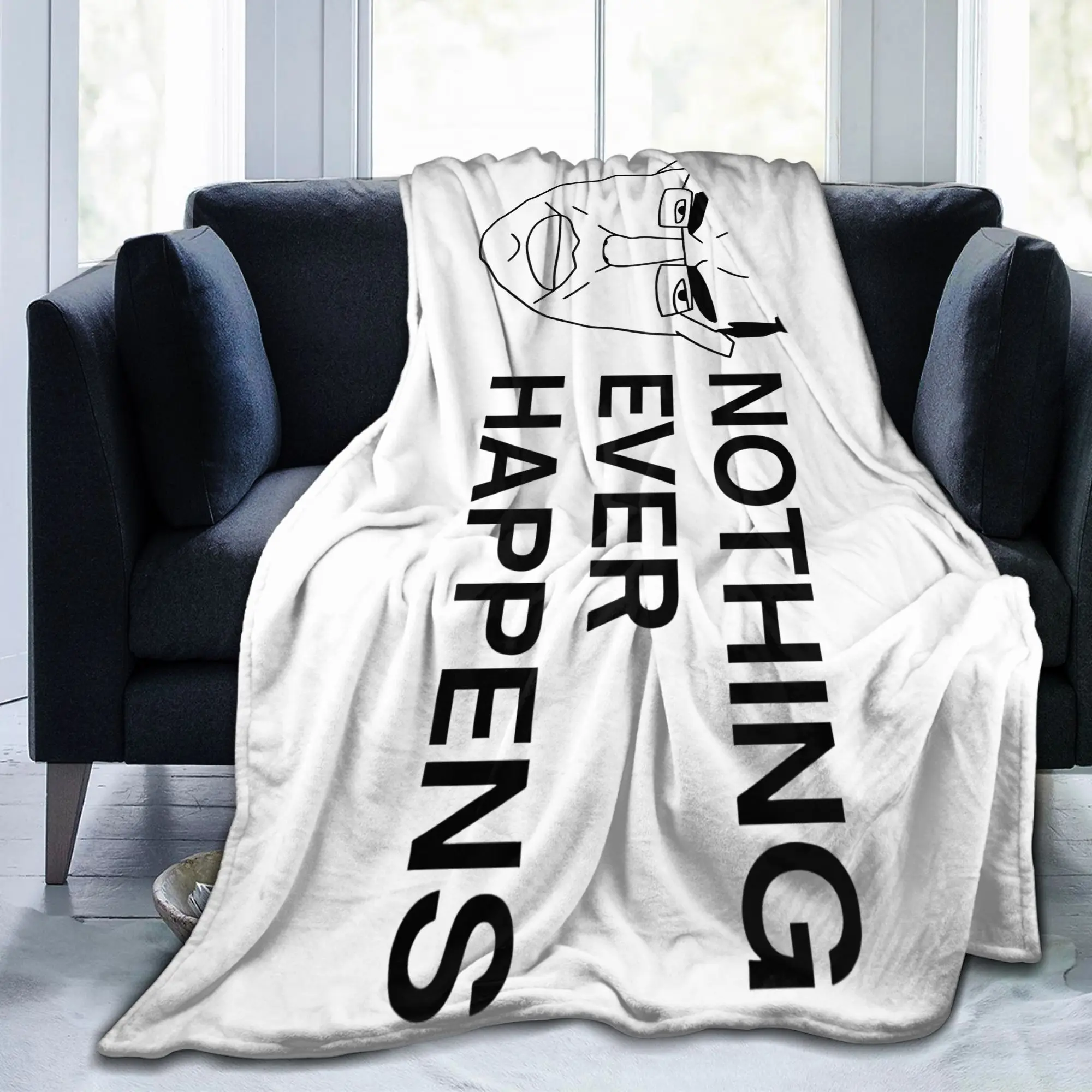 Chudjak Chud Nothing Ever Happens Blankets Meme Plush Funny Warm Throw Blanket for Bedroom Autumn/Winter Outdoor