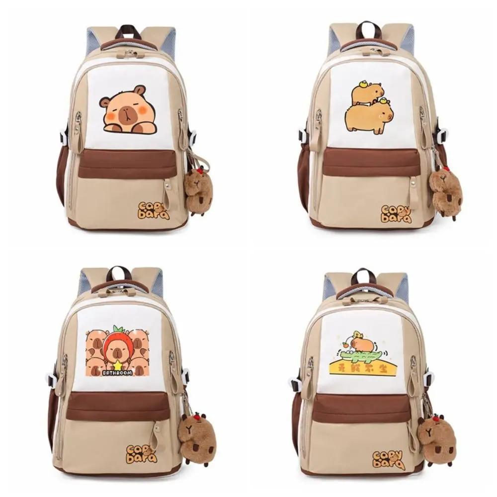 New Adjustable Strap Capybara Schoolbag Versatile Waterproof Shoulders Bag Large Capacity Shopping Bag