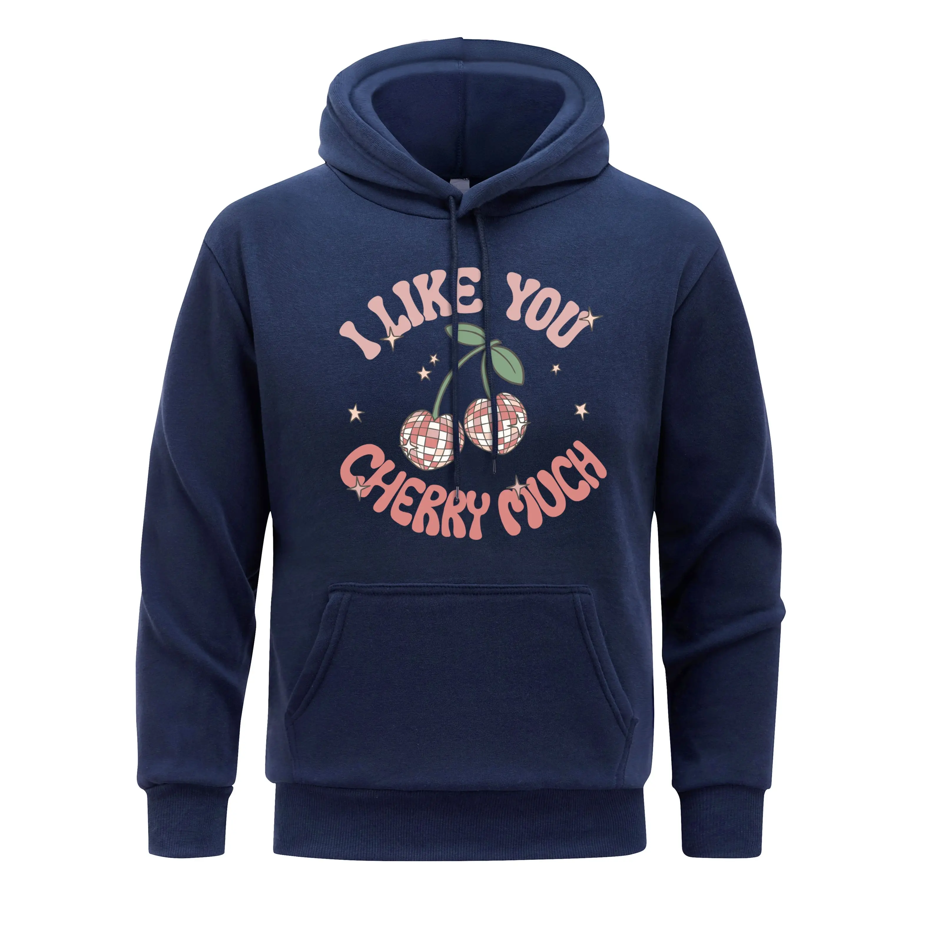 Sparkling Cherries Men Hoodie I Like You Hooded Cherry Much Hoody Man Soft Fleece Spring Autumn Clothes