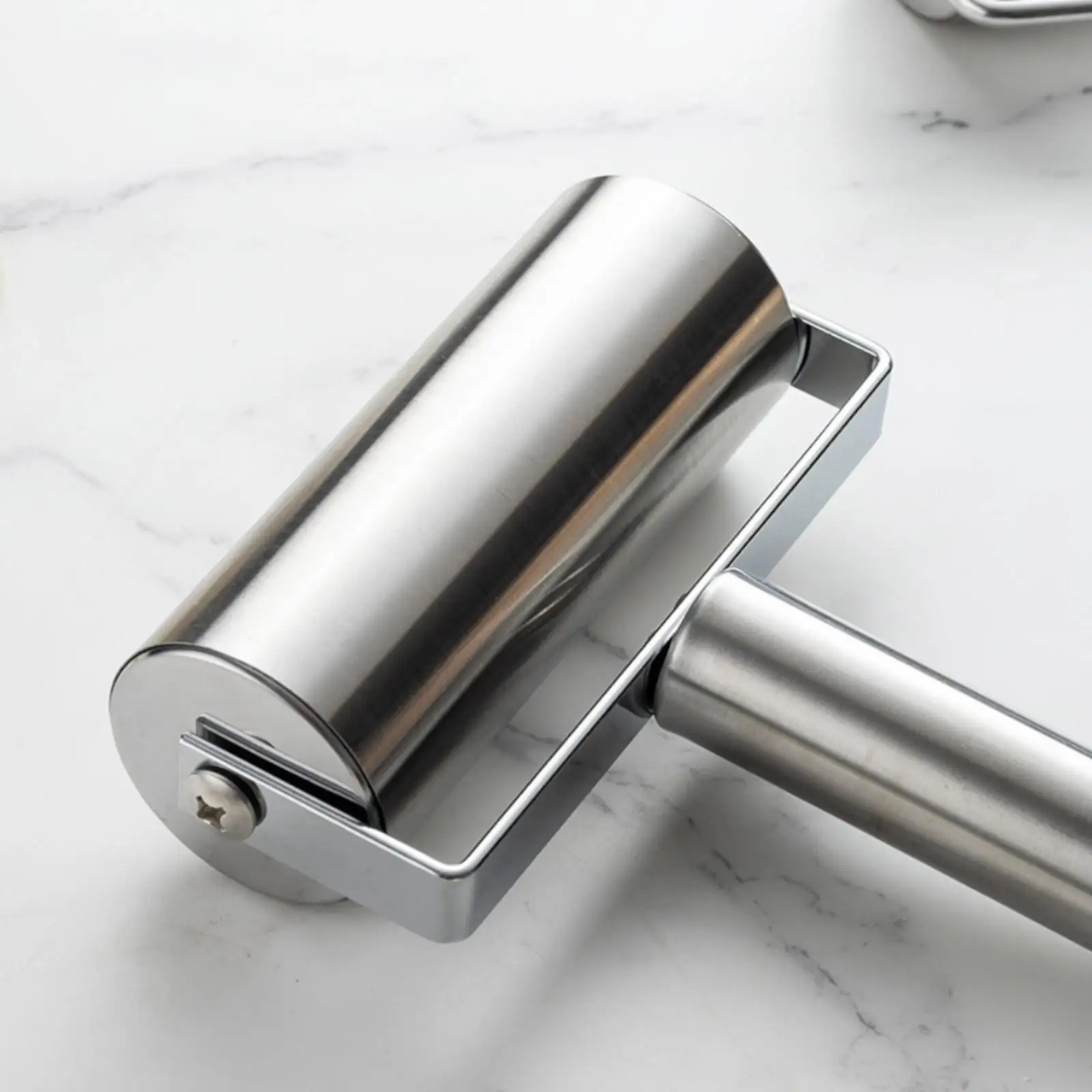 Stainless Steel Rolling Pin Cylindrical Metal Pastry Roller Handheld Pastry Roller