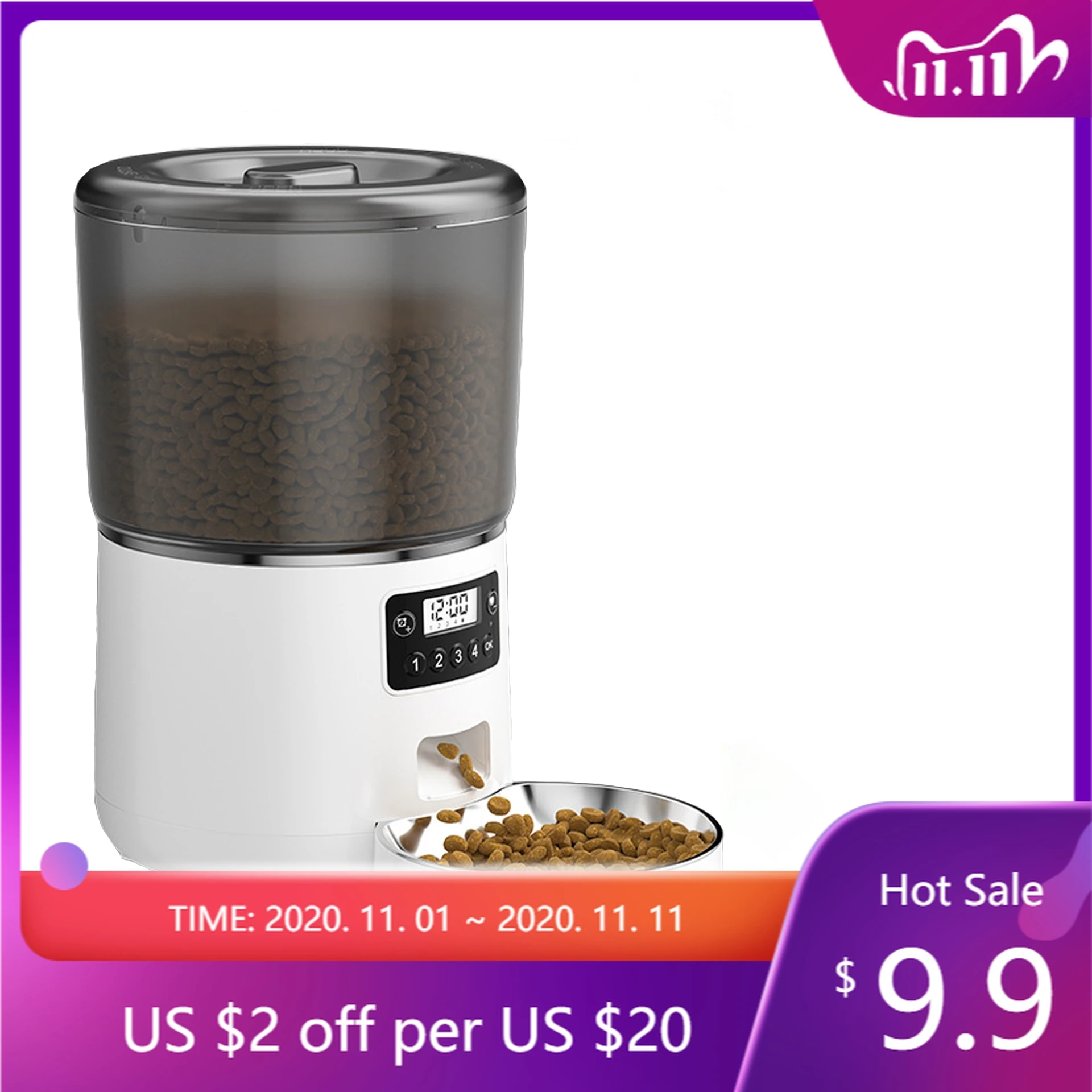 

Hot Selling App-Controlled Feeder for Cats and Dogs Portable Stainless Steel Automatic Feeding System for Busy Multi-Pet Homes