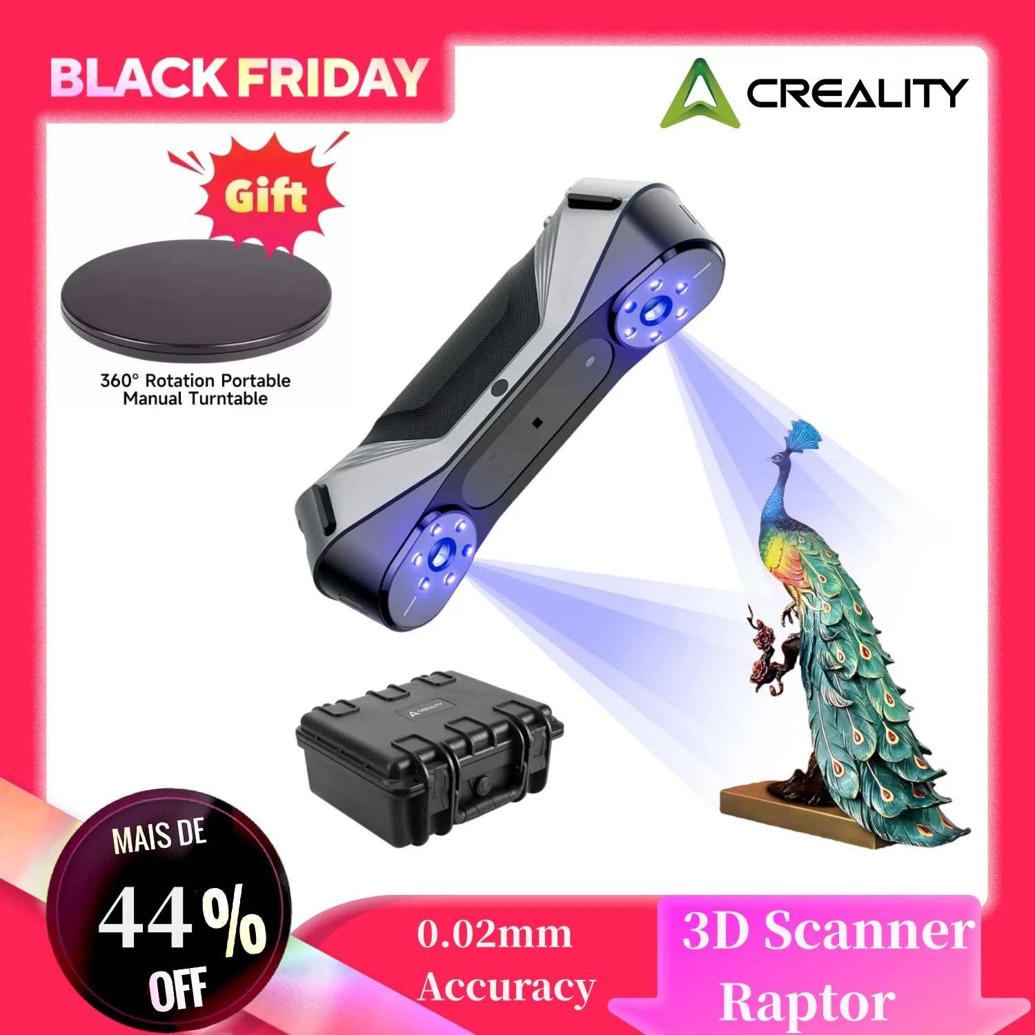 Creality 3D Scanner CR-Scan Raptor 0.02mm Accuracy for 3D Printing Multiple-line Blue & NIR Consumer Handheld Scanner Anti-Shake