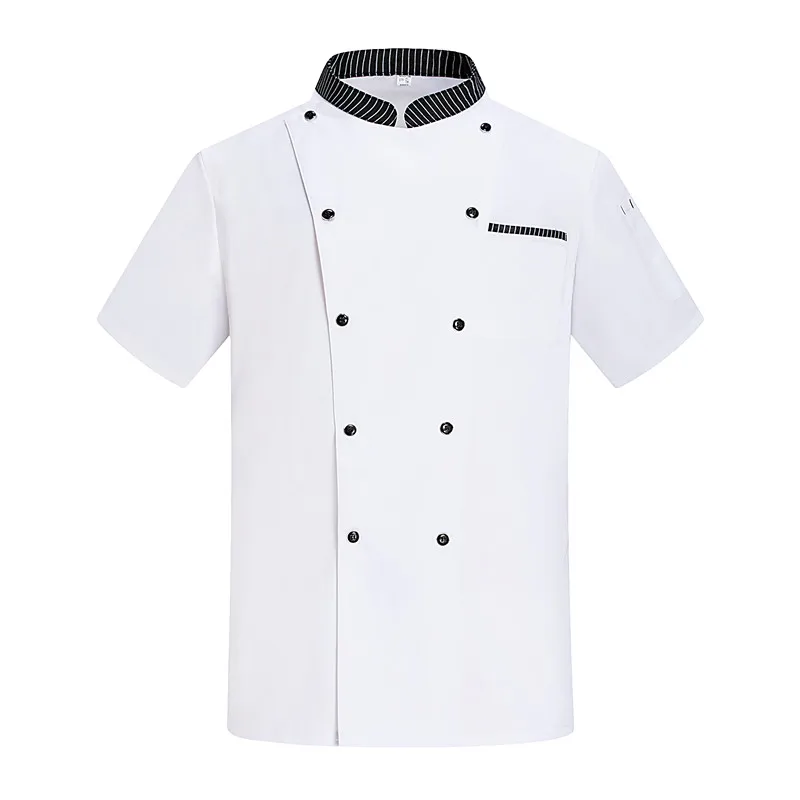 Giacca da cuoco da uomo nuova Abbigliamento da cuoco Camicie uniformi Manica corta Ristorante Hotel Costume da cucina Cappotto da cuoco Grembiule unisex