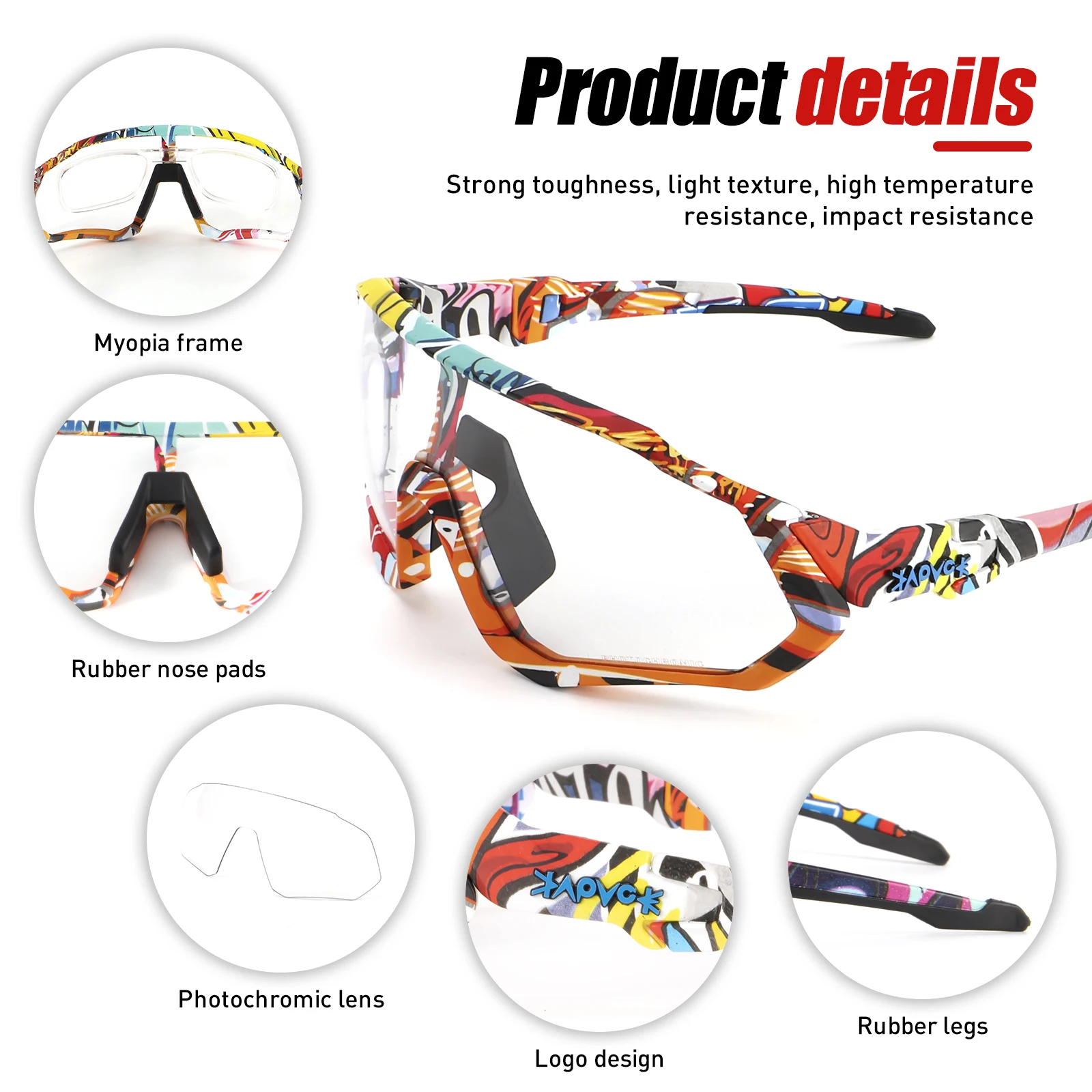 Kapvoe Photochromic Cycling Sunglasses Men Women Road Mtb Mountain Bike Bicycle Glasses Cycling Glasses Sport running Eyewear