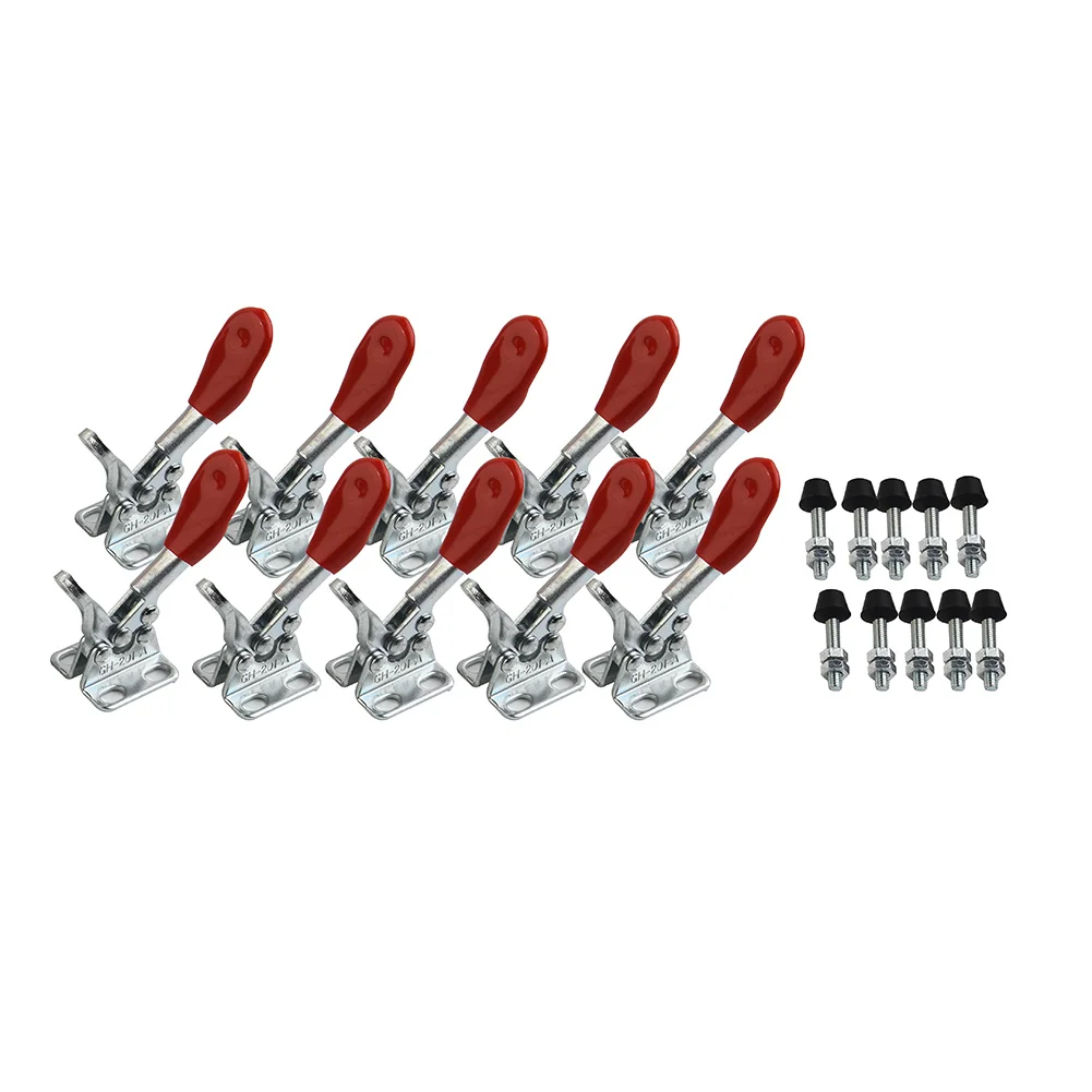 10 stücke Toggle Clamp GH-201A 27 kg Quick Release Hand Werkzeuge Horizontale Clip Set U-förmigen Bar Hand Werkzeug für Holzbearbeitung Tischlerei