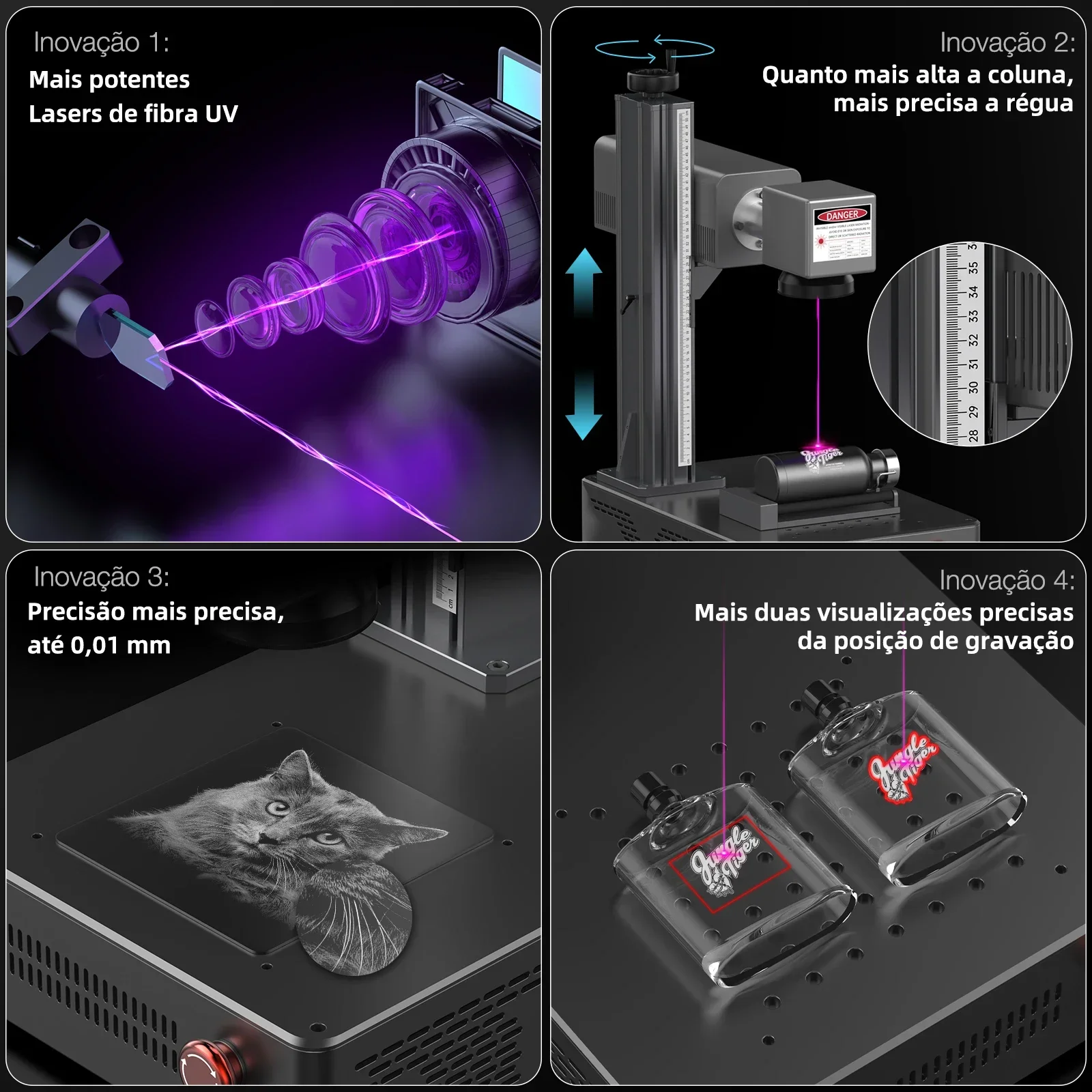 DAJA Ultrafioletowa maszyna do znakowania laserowego Przemysłowy grawer laserowy CNC do kamienia Gumy Silikon Metal Drewno Plastik Skóra Szkło