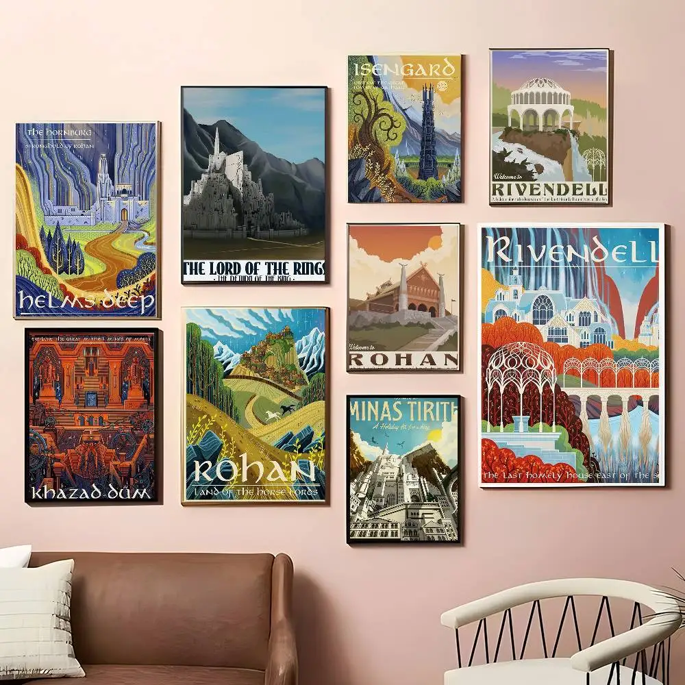 Tolkien Travel Middle Earth Posters Living Room Bar Cafe Quality Canvas Vintage Style Comics Painting Art Home Wall Decor Pictu