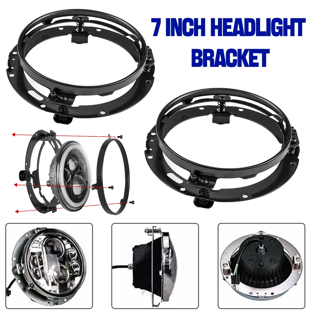 

7 Inch LED Headlight Ring Mounting Bracket For Wrangler Toyota Ford Land Rover Suzuki Nissan Car 7" Headlamp Support Ring