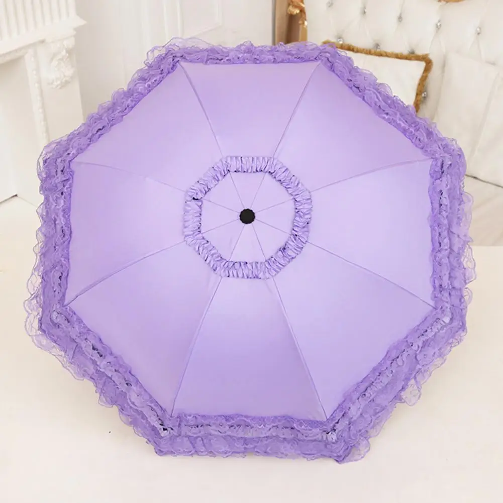 

Compact Travel Umbrella Elegant Lace Folding Umbrella for Sun Rainy Days Lightweight Portable Parasol with Uv