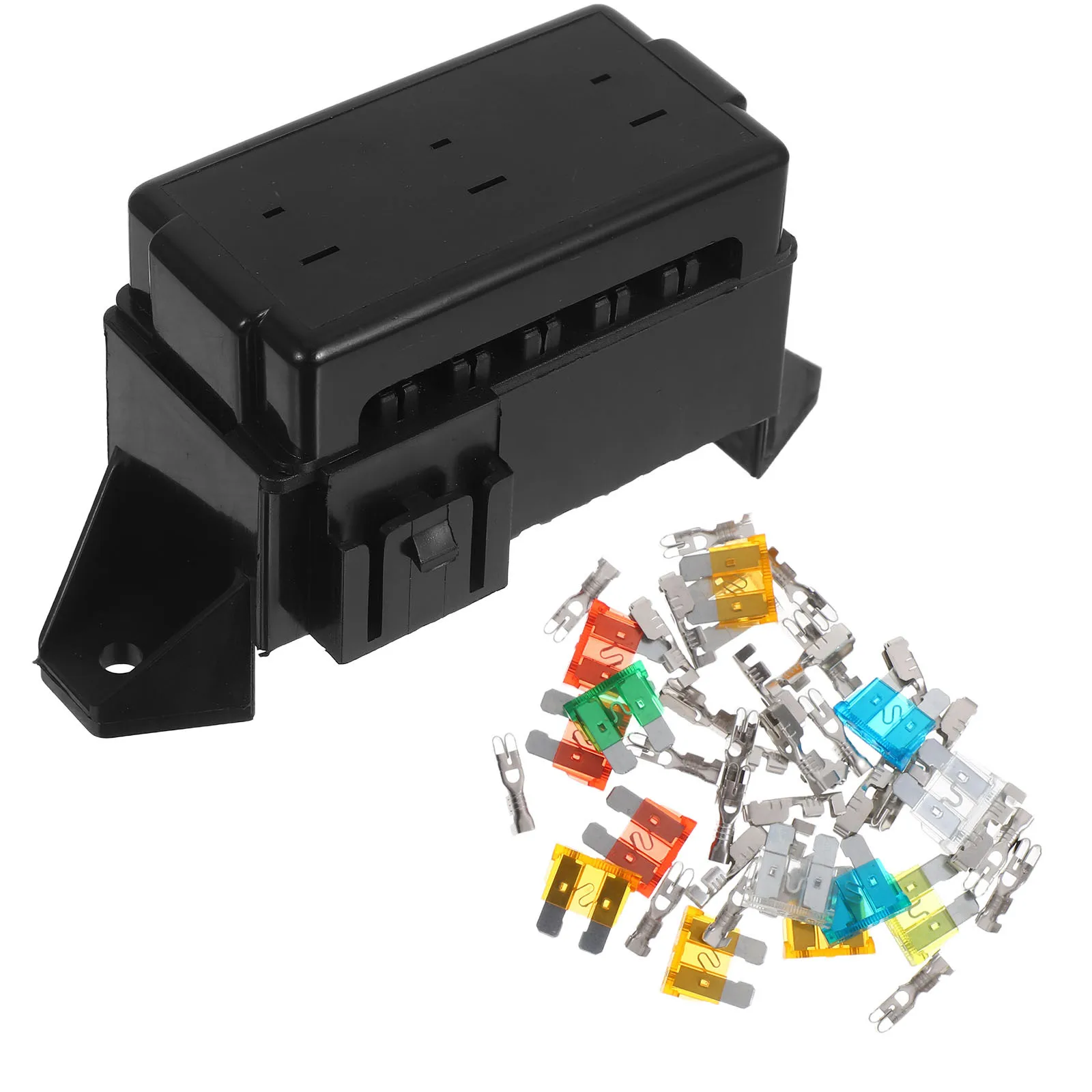 

1pc Double Row Fuse Holder Refitting Base Flame Retardant Car Fuse Box For Trucks Rvs Boats Auto Accessories Vehicle Interior