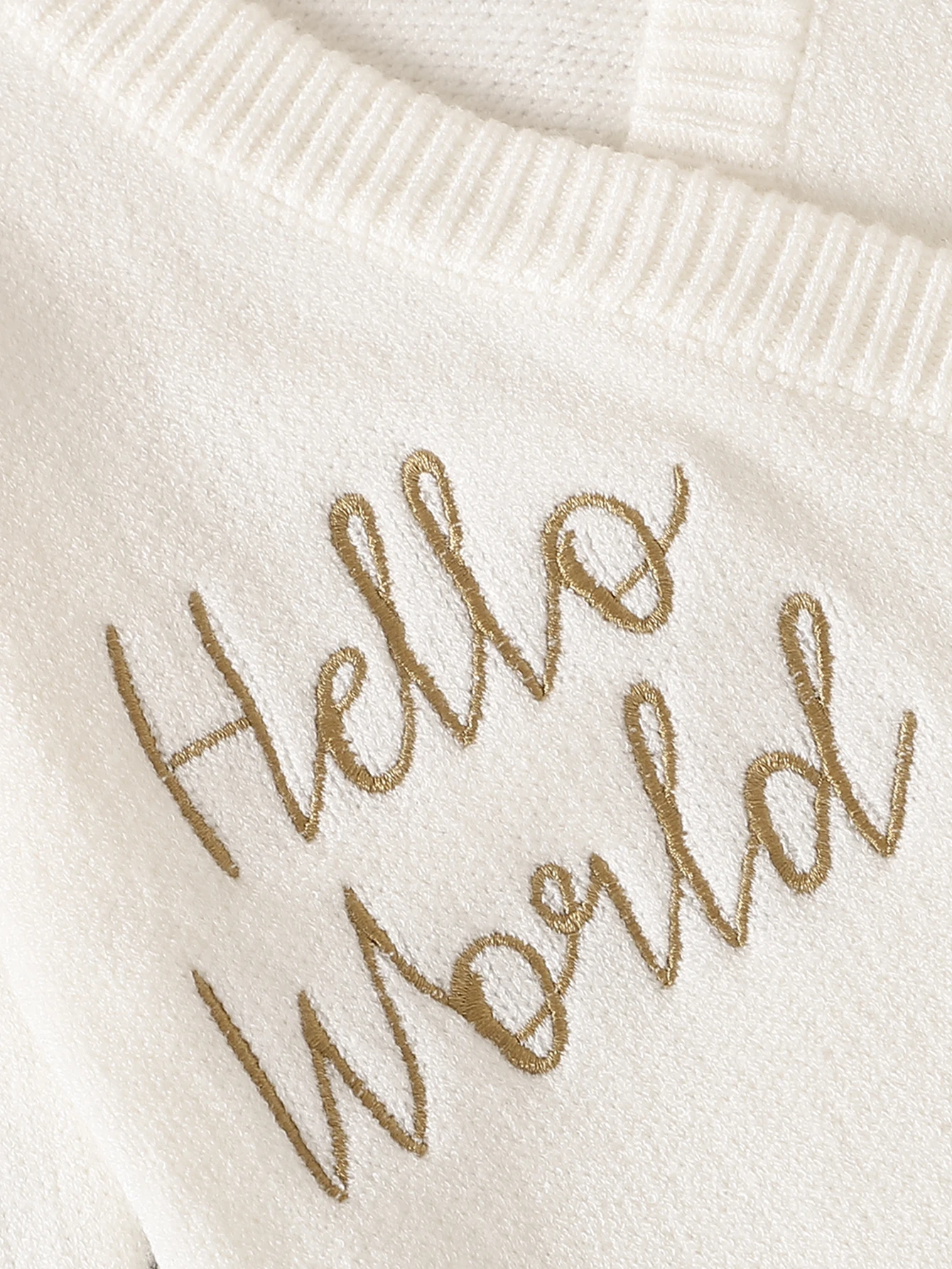 0-6m Baby Autumn/Winter ‘Hello World’ Letter Embroidered Long Sleeve Sweater Rope Crawler Infant Romper Children Clothes